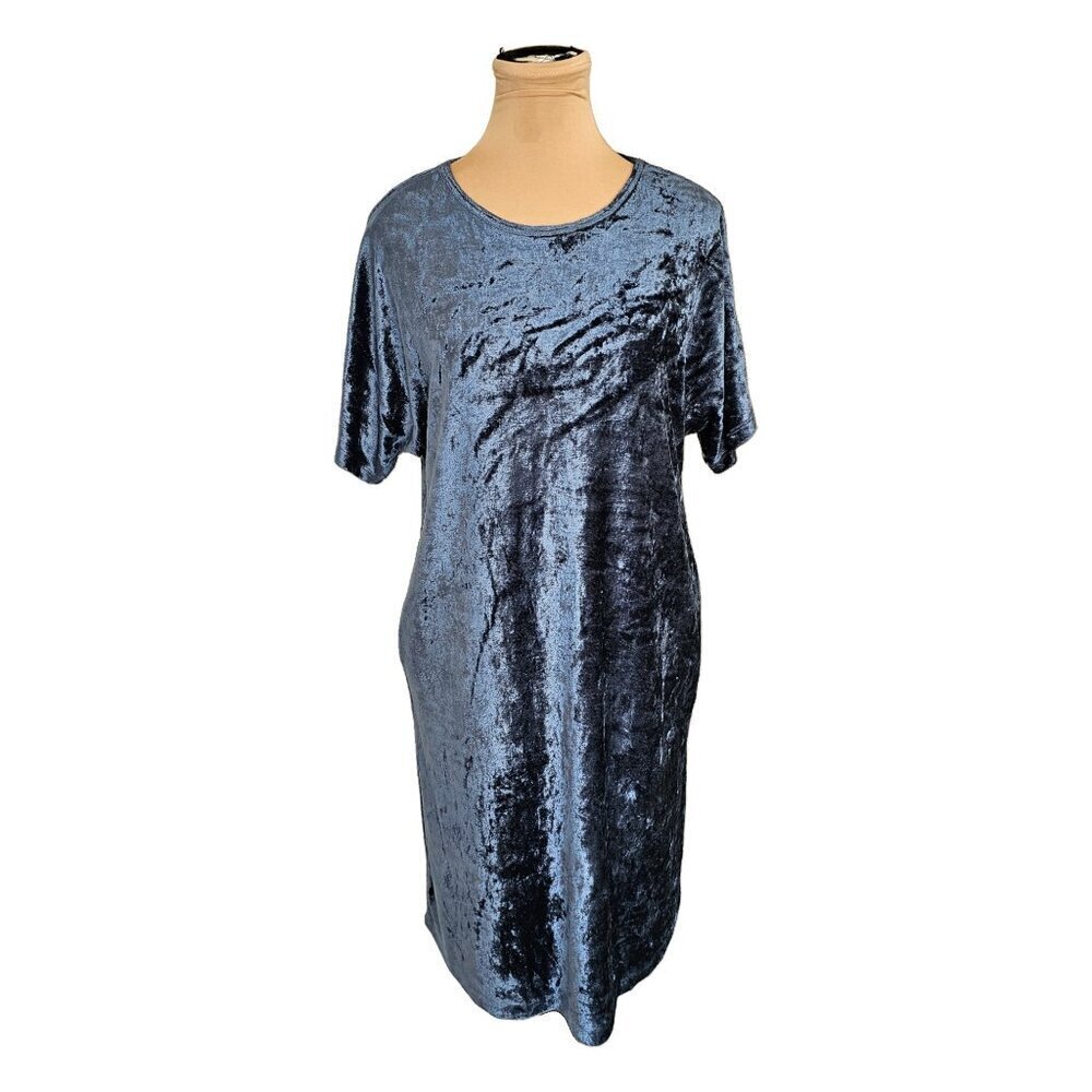 Melissa Nepton Velvet Blue Short Sleeve Dress Sz PS